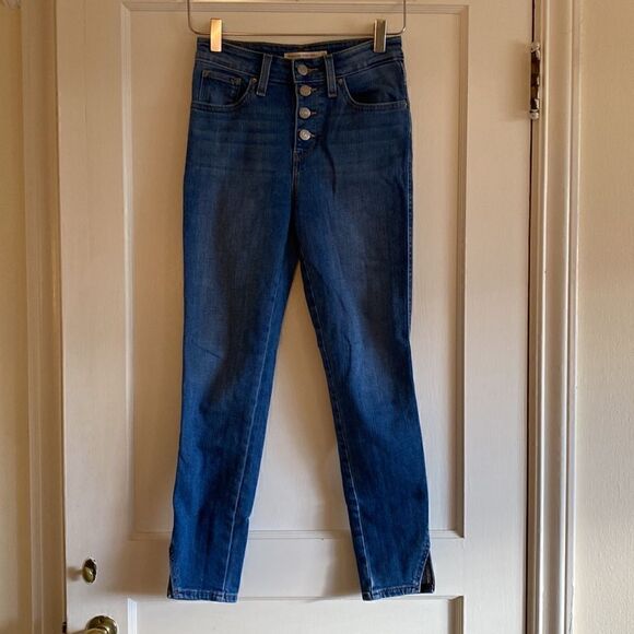 Levi’s High Rise Skinny Slit Crop Jeans Button Fly Jeans Size 25 - Picture 3 of 12
